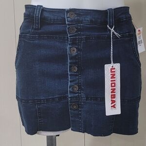 Jean Skorts Junior Sz 7 Dark Wash Denim High Low Skirt Raw Hem